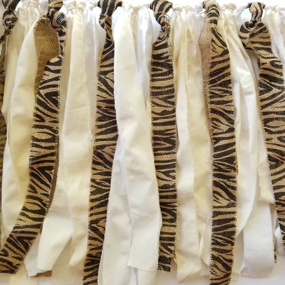 Linen Fabric Banner Wall Hanging | Zebra Burlap | 5'